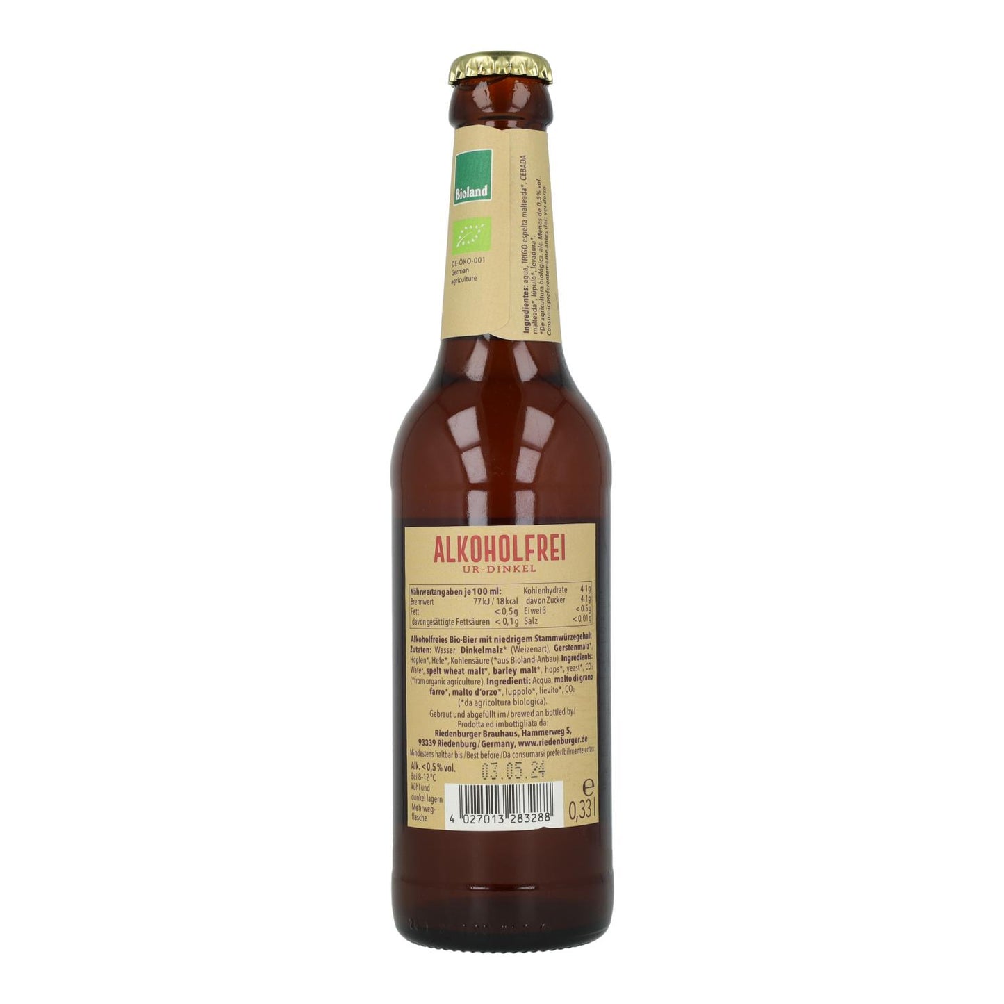 Riedenburger Organic Non-Alcoholic Spelt Beer 33cl