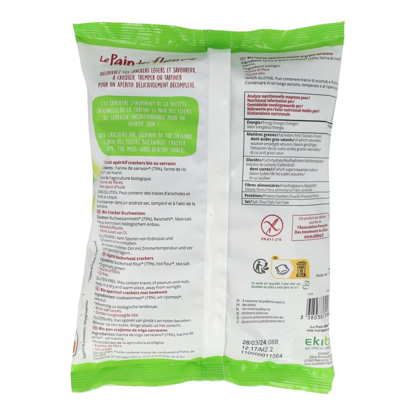 Le pain de fleurs Organic Gluten-Free Buckwheat Mini Crackers 75 g