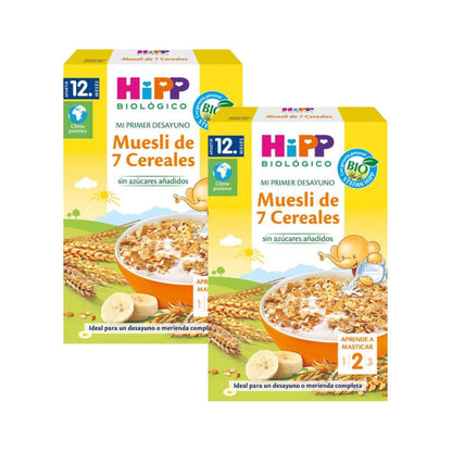 Pack of 2 Muesli for Children with 7 Organic Cereals +12 months HiPP 200 g