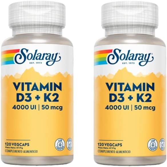 Pack 2X Vitamine D3 & K2 (Mk7) 120 capsules Solaray