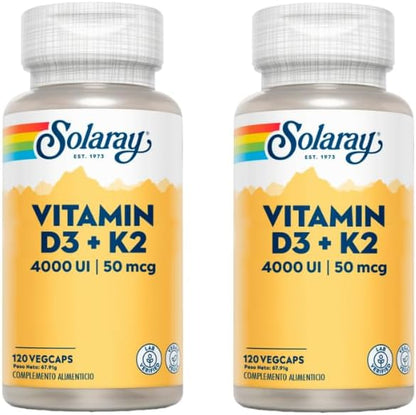 Pack 2X Vitamine D3 & K2 (Mk7) 120 capsules Solaray