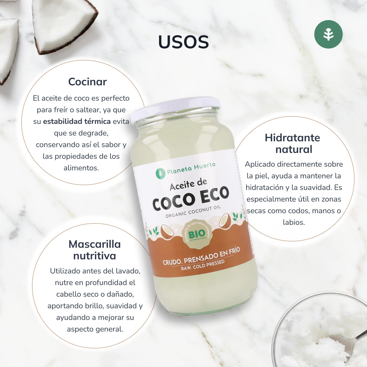 Jungfru kokosnötsolja ECO Planeta Huerto 1L