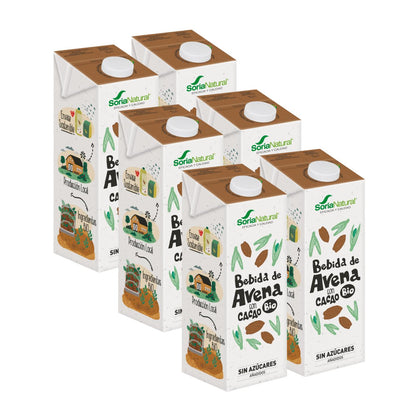 Confezione da 6 bevande all'avena con cacao BIO Soria Natural  1 L