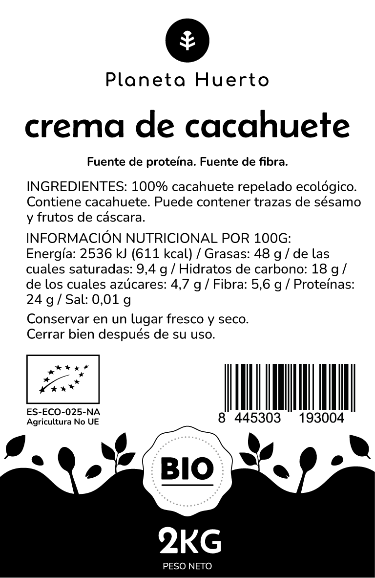 Erdnusscreme ECO Planeta Huerto 2 kg