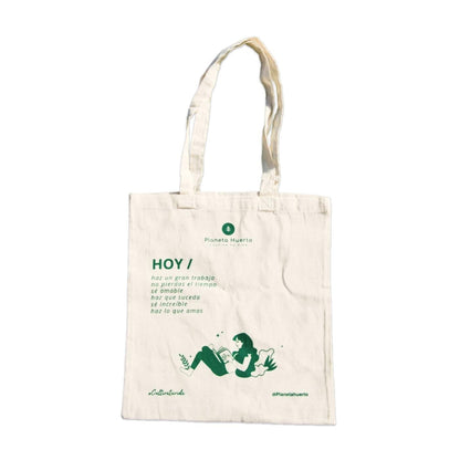 Stoffen tas met ontwerp voor vrouwen Planeta Huerto 40 cm x 40 cm