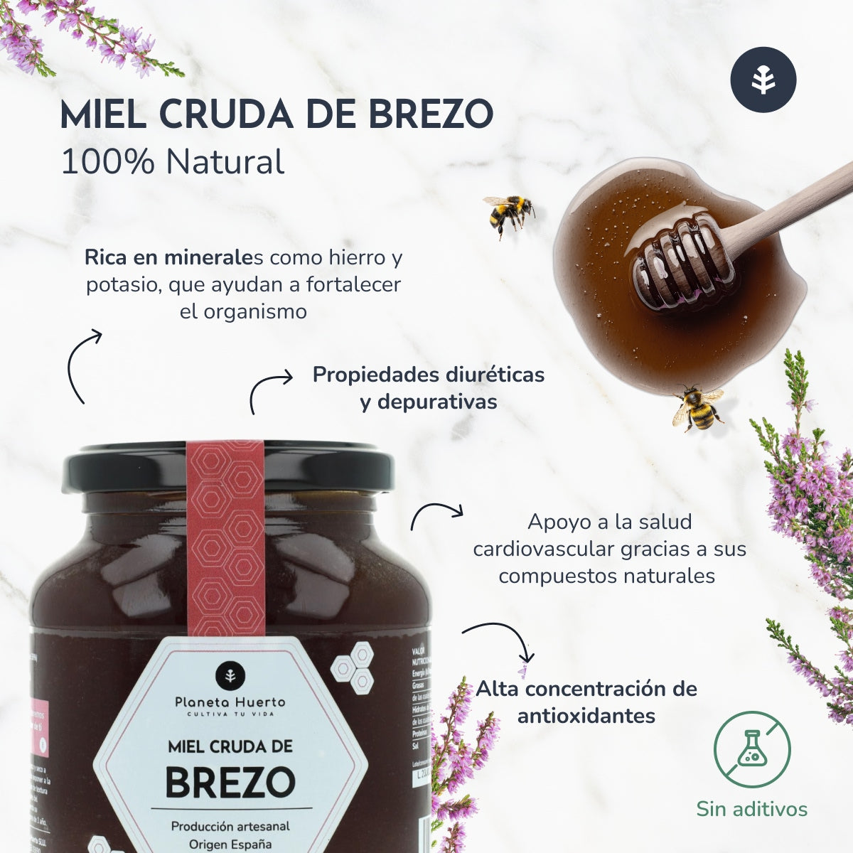 Pack 6x Miel Cruda de Brezo Planeta Huerto 1 Kg