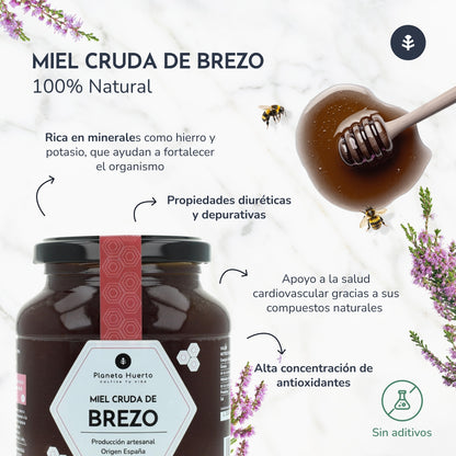 Pack 6x Miel Cruda de Brezo Planeta Huerto 1 Kg