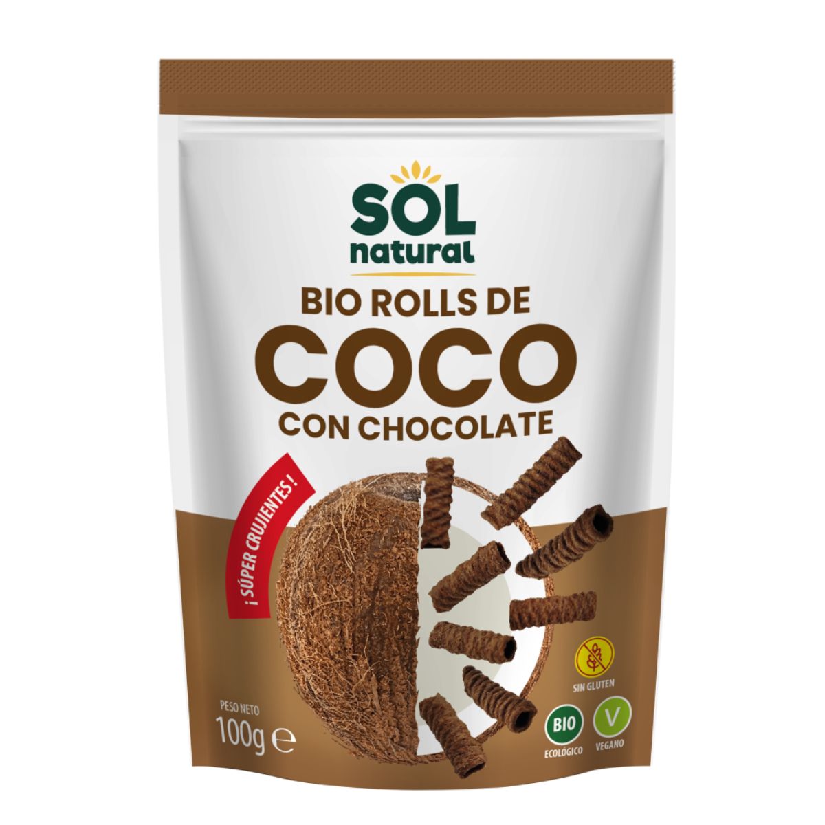 Rollen knapperige kokos en chocolade Bio Sol Natural 100 g