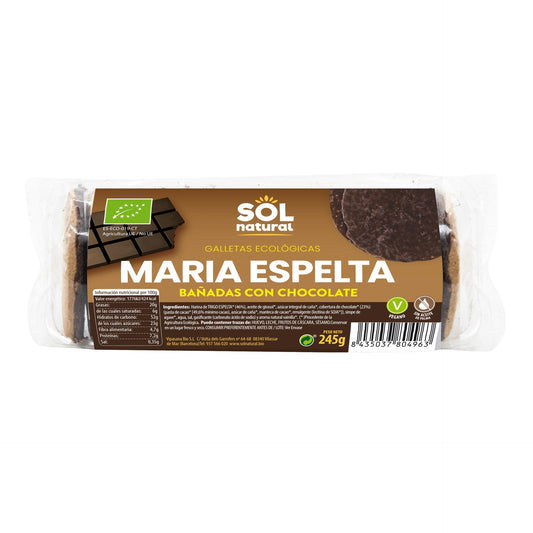 Biscuits Maria à l'épeautre enrobés de chocolat Bio Sol Natural 245 g