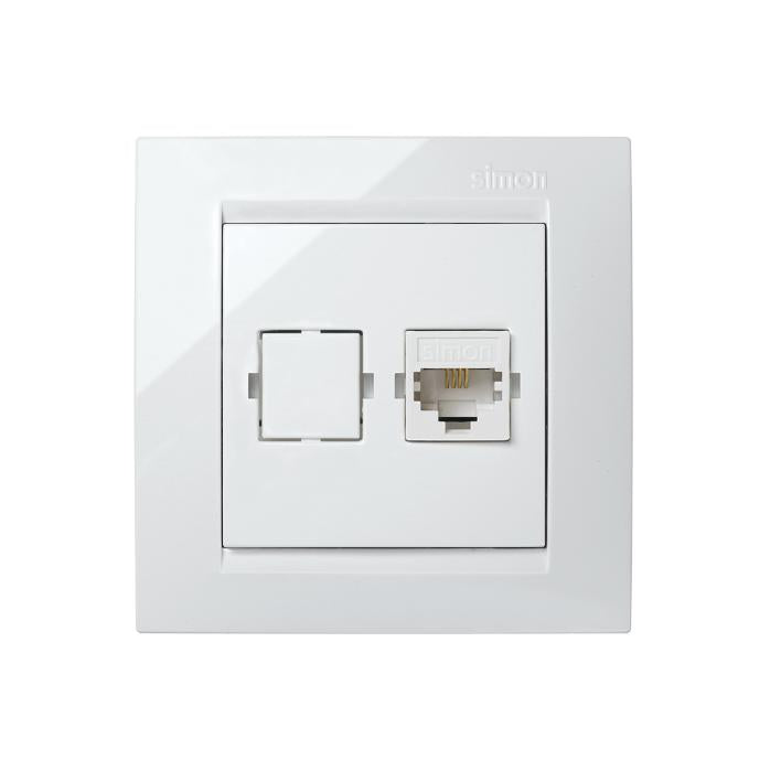 Simon 15 presa telefono bianco