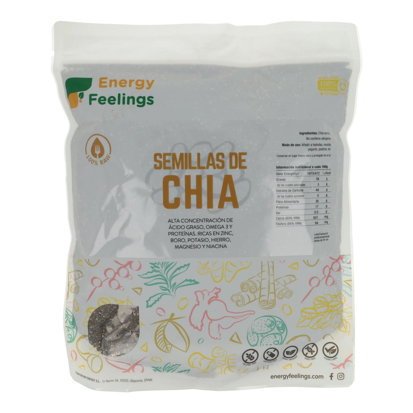 CHIA semilla: (1 Kg) XXL Pack