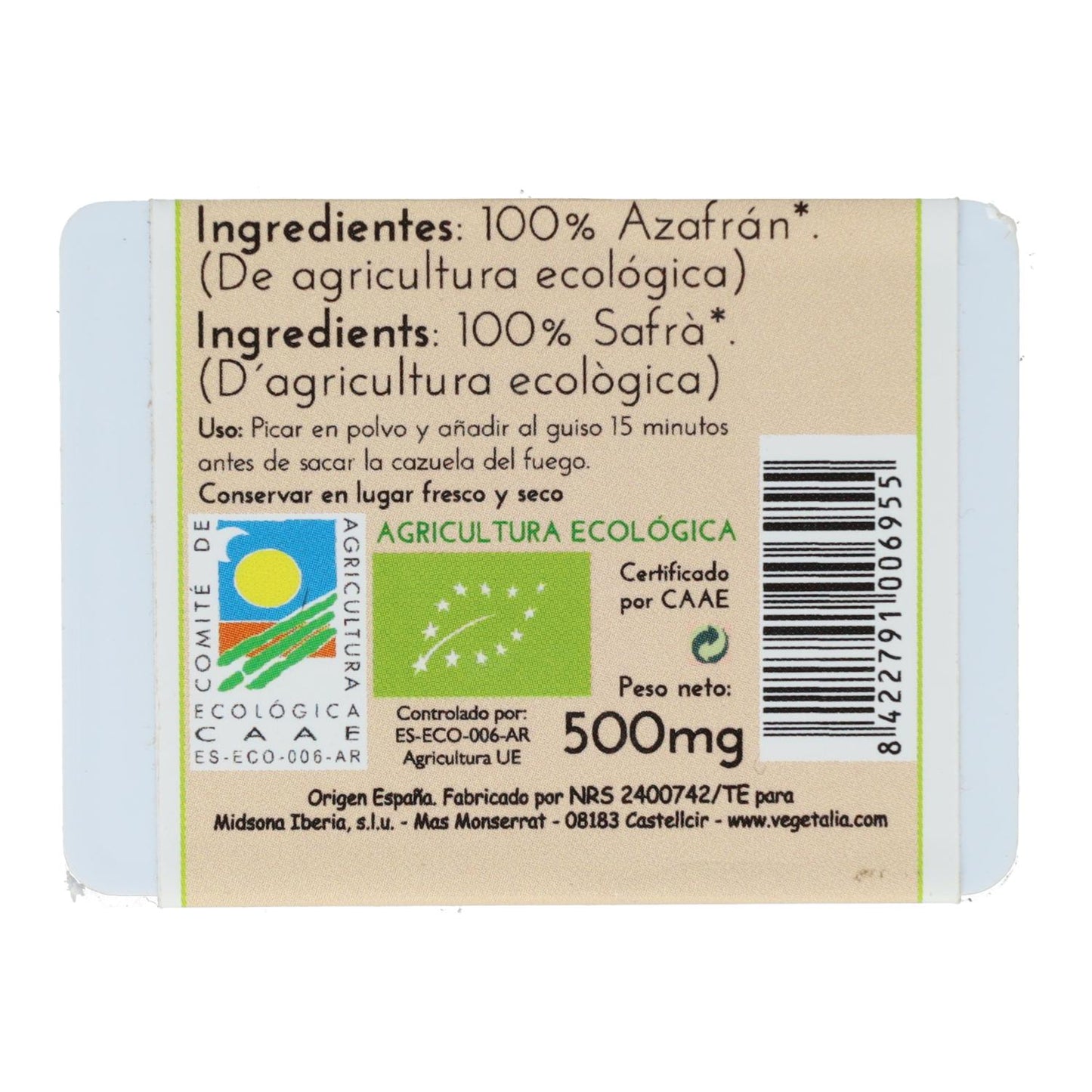 Biologische saffraan Vegetalia 0,5 g