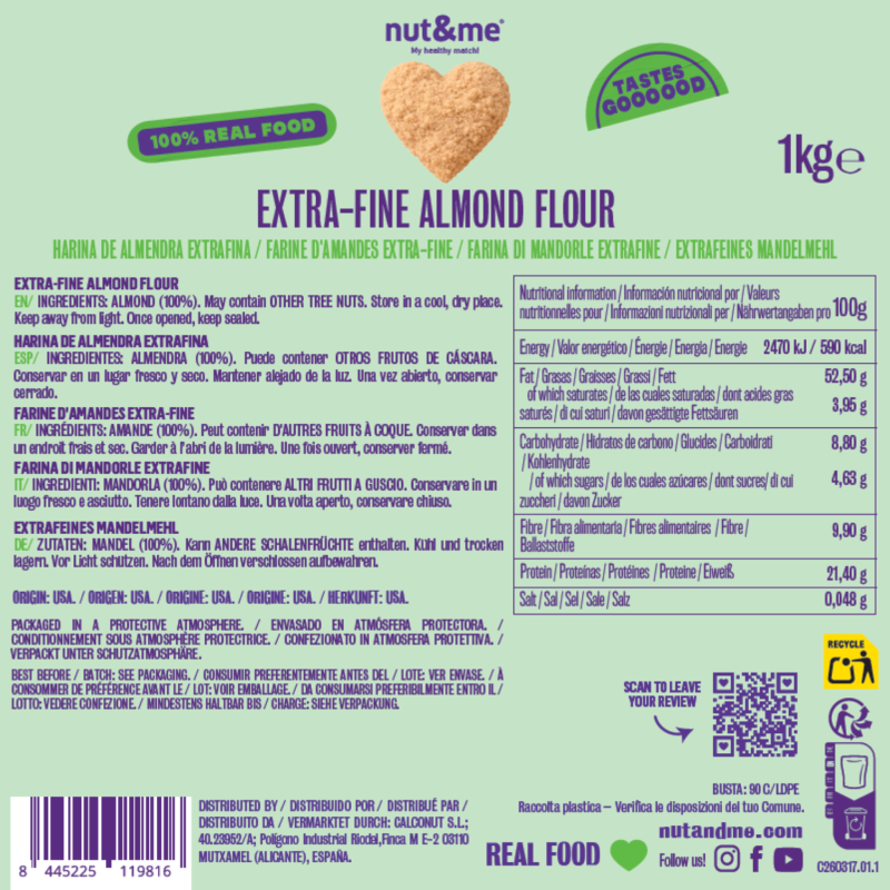Realfooding-Mehl aus extrafeinen Mandeln (speziell für Backwaren) Nut&me 1 kg