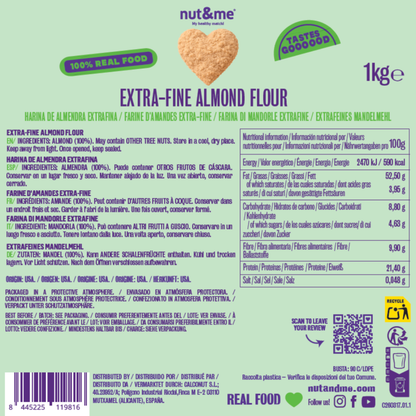 Realfooding-Mehl aus extrafeinen Mandeln (speziell für Backwaren) Nut&me 1 kg