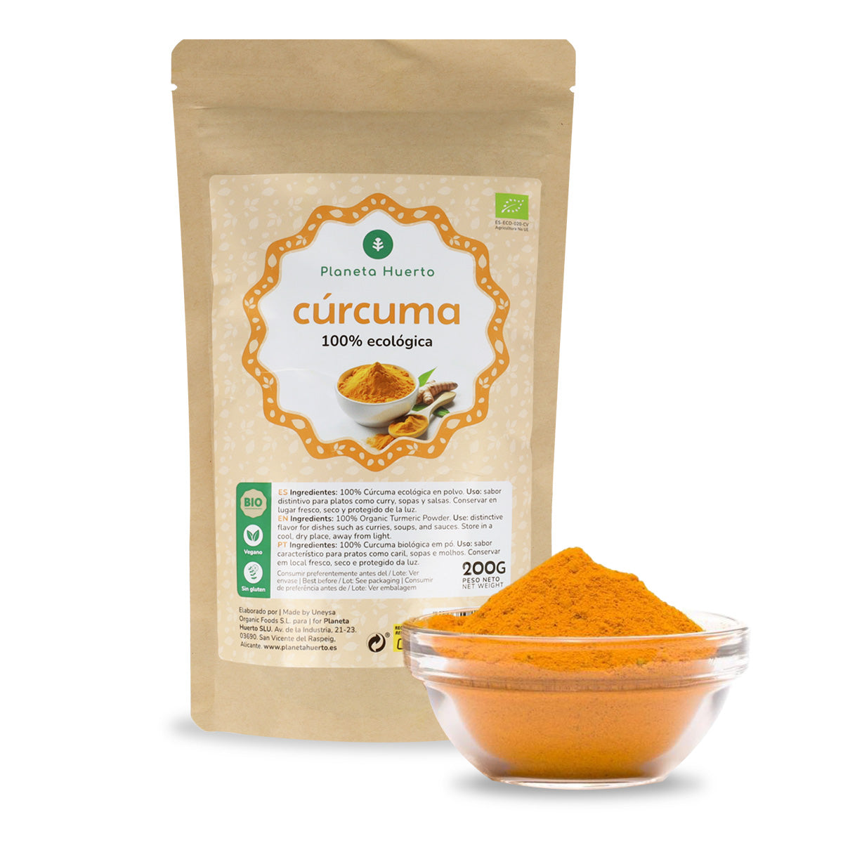 Kurkumapoeder ECO Planeta Huerto (zak van 200 g)