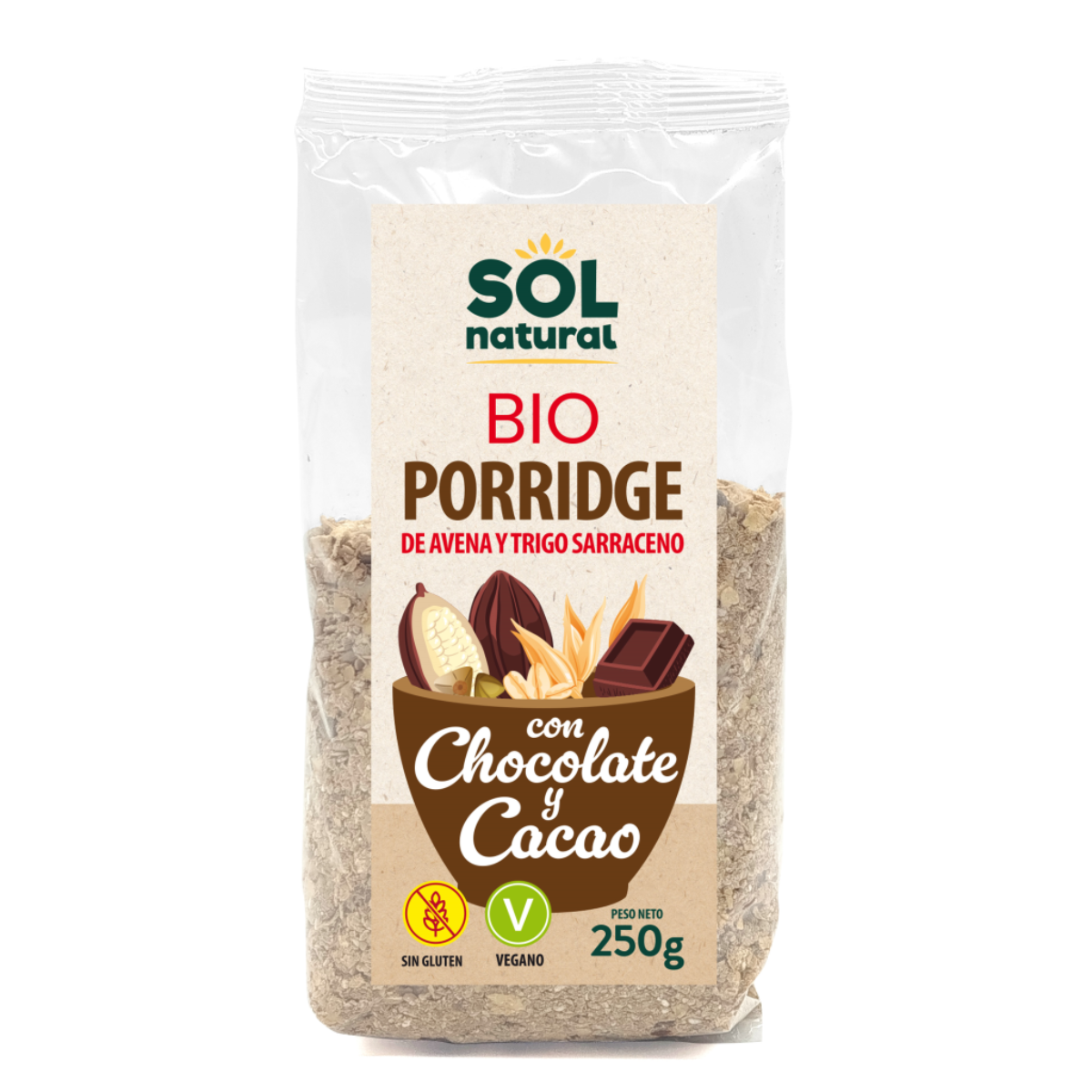 Porridge de sarrasin avec avoine et chocolat BIO Sol Natural 250 g