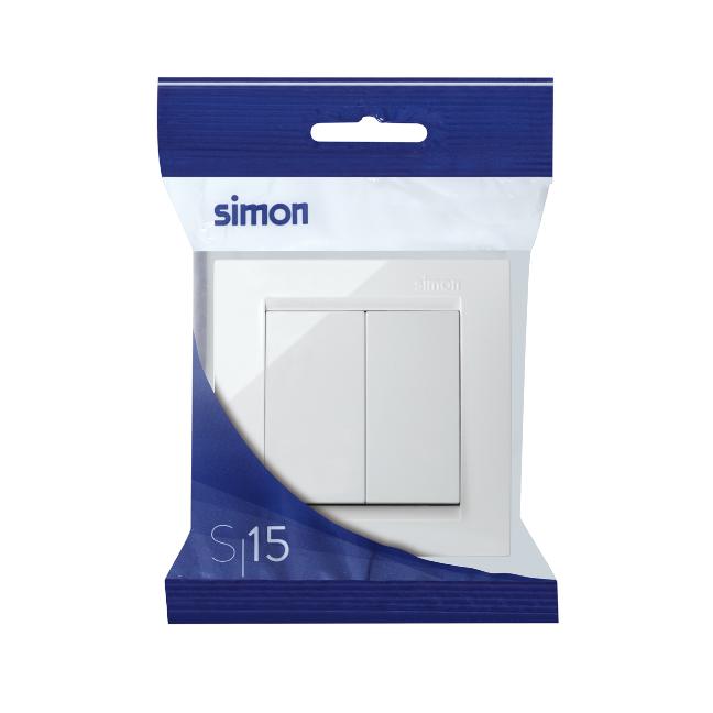 Simon 15 double switch, white