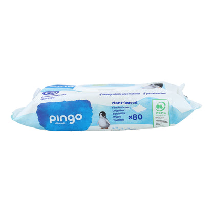 100 % biologiskt nedbrytbara våtservetter 80 st Pingo