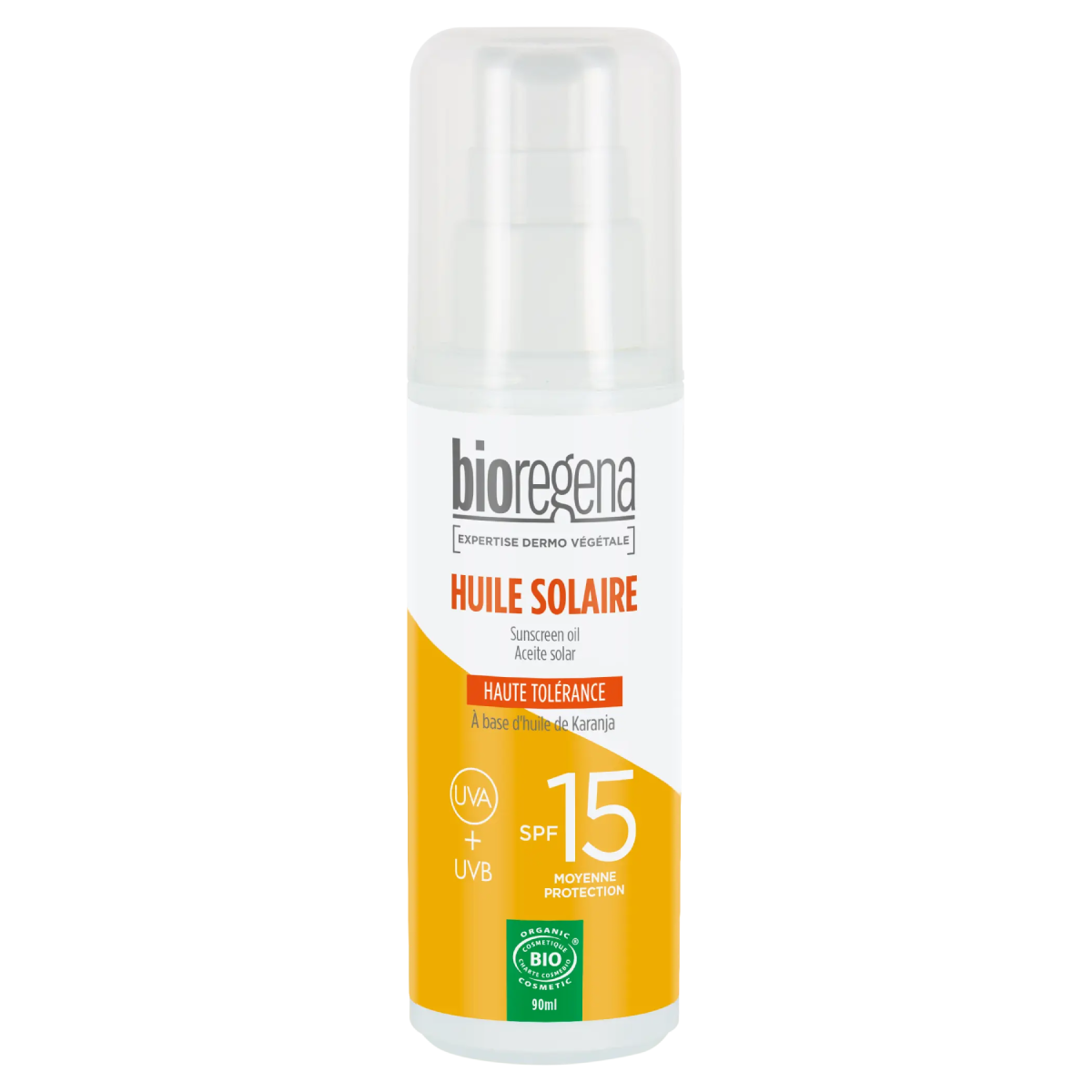 Hipoalergiczny olejek do opalania w sprayu SPF 15 Bioregena 90 ml