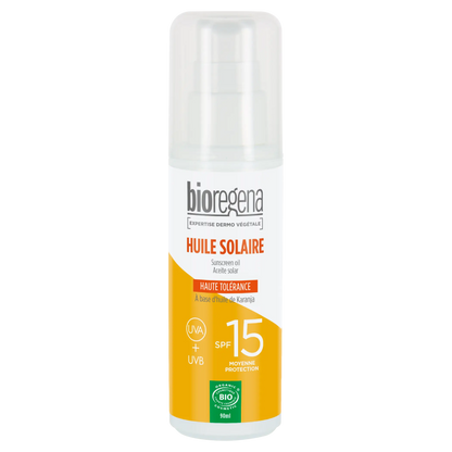 Hipoalergiczny olejek do opalania w sprayu SPF 15 Bioregena 90 ml