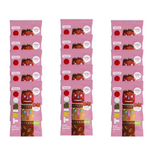 Pakket 15x ECO aardbei- en appelsnack 25 g, Triboo