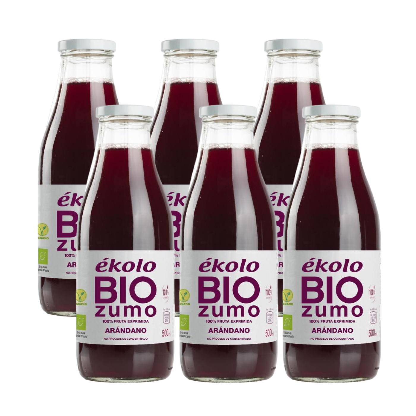 Pakket 6x 100% biologisch geperst bosbessensap ékolo 500 ml