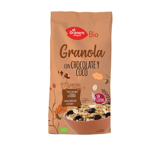 Granola met chocolade en kokos, glutenvrij Bio El Granero 350 g