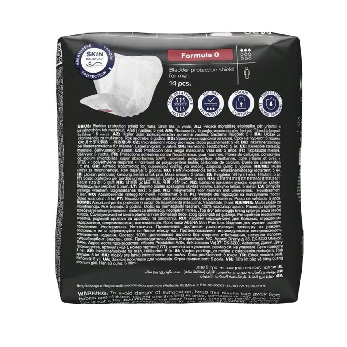 ABENA Man Formula 0 Male Incontinence Pads, 14 pcs