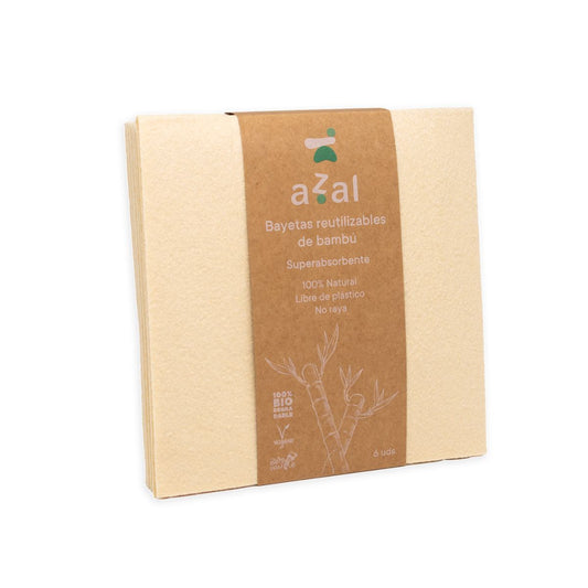 Azal-Set of 6 bamboo cloths 35x35. Unbleached. 120 gsm