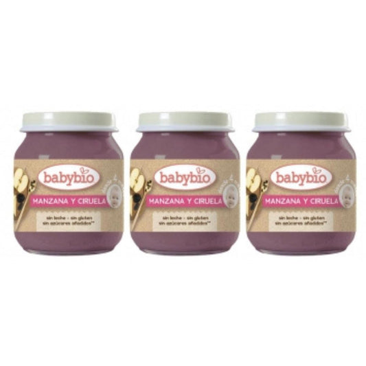 PROMO Pack 3x Apple and Plum Jars, 130 g. Babybio