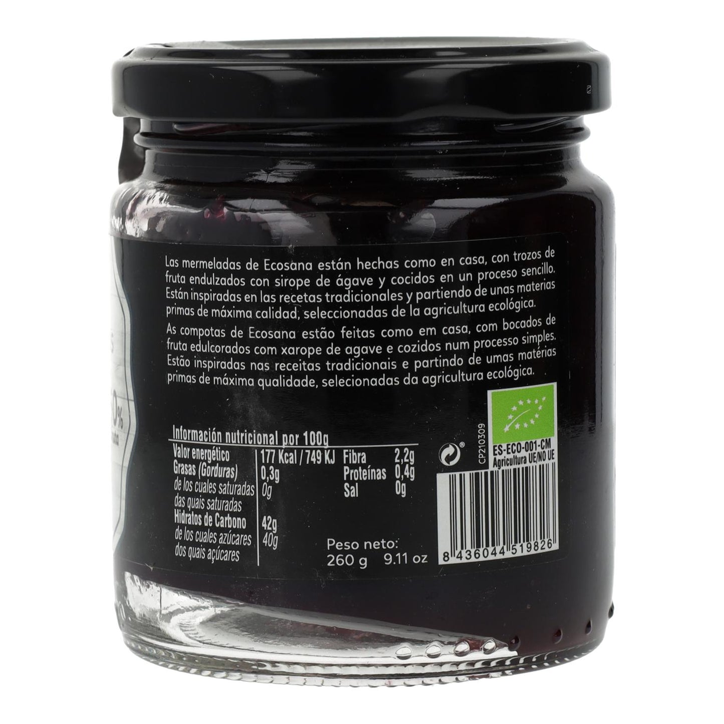 Ecosana Organic Sugar-Free Extra Blueberry Jam 260 g
