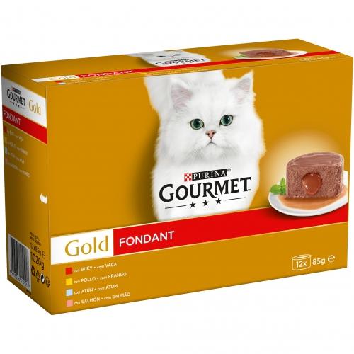 GOURMET GOLD Fondant Pollo, Manzo, Tonno, Salmone Multipack 12 x 85 g