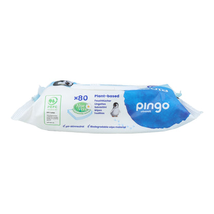 100 % biologiskt nedbrytbara våtservetter 80 st Pingo