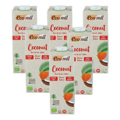 6x Pack Classic Nature Organic Coconut Drink Ecomil 1 L