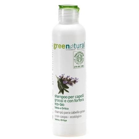 Shampoo voor vet haar en roos met salie en brandnetel  Greenatural 250 ml