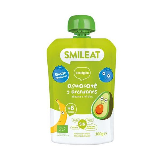 Pouch avokado och blåbär ECO Smileat, 100 g