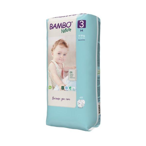 Pieluchy T3 midi (4-8 kg) Bambo Nature 52 szt.