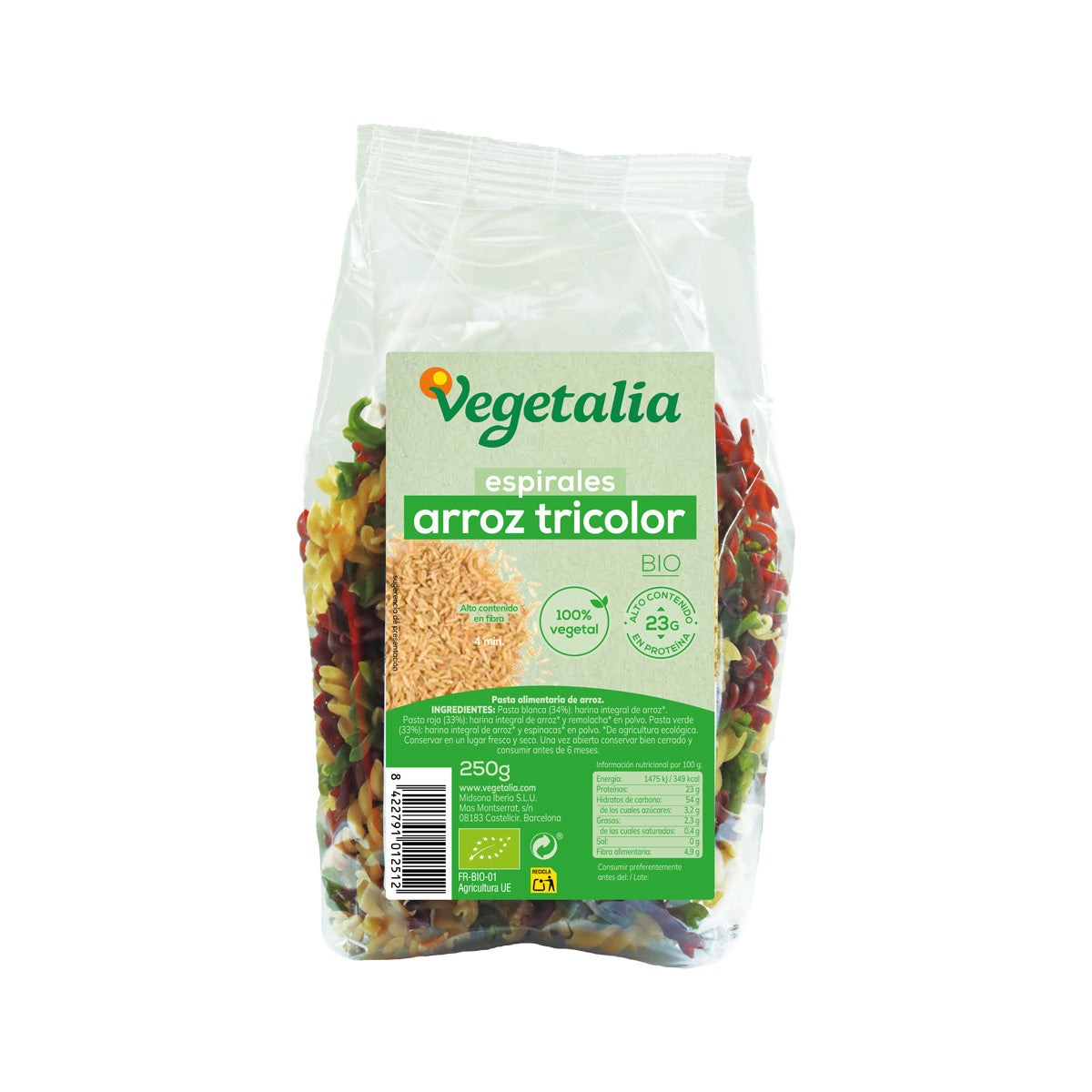 Espirales de Arroz tricolor Sin gluten BIO Vegetalia 250g