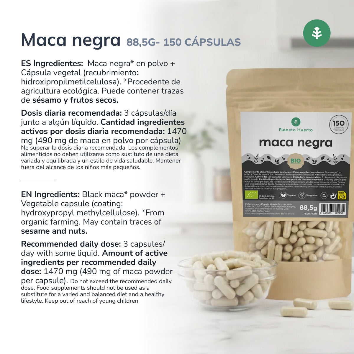Maca nera biologica Planeta Huerto 150 capsule