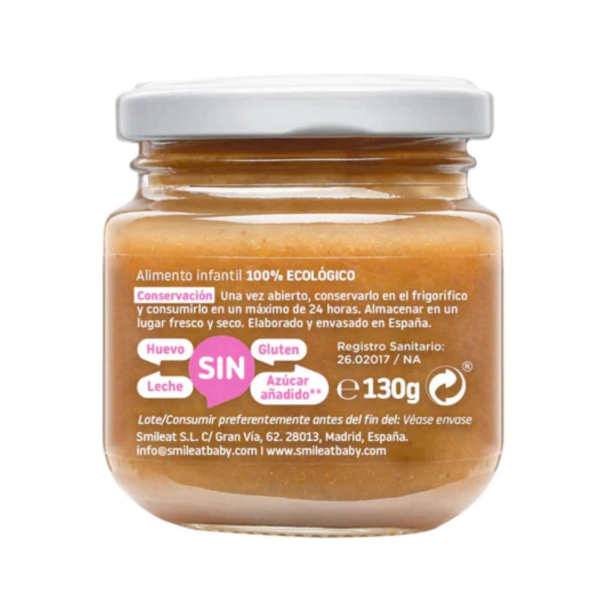ERBJUDANDE 3x burk ekologisk hallon- och persikokräm Smileat, 130 g