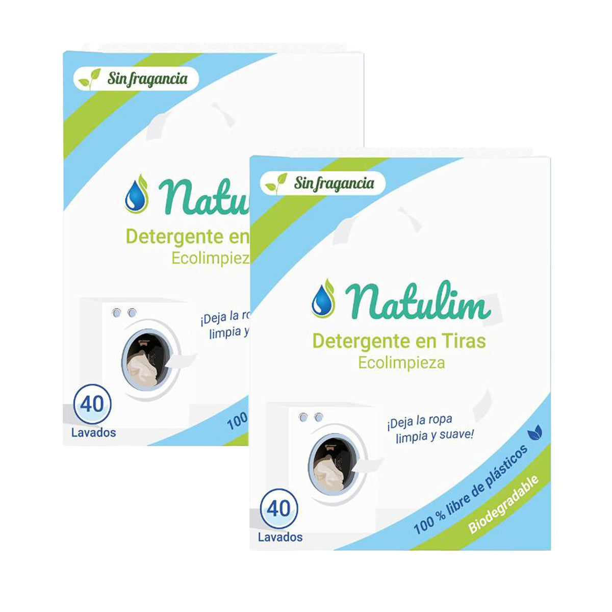 Pack of 2x Eco Fragrance-Free Laundry Strips, Natulim, 40 washes