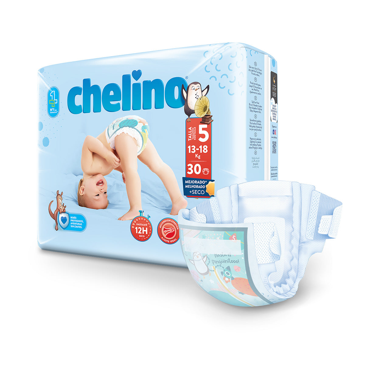 Pack 6 x Couches T5 Pasitos (13-18 kg) 30 unités, Chelino