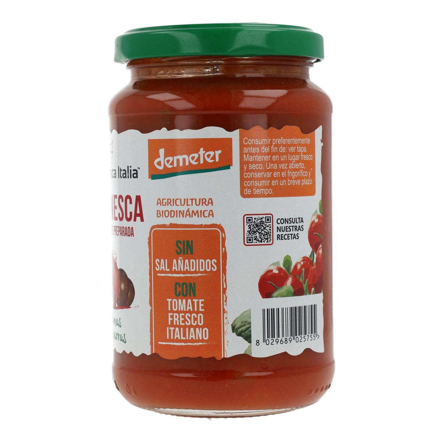 Tomaten saus Puttanesca met olijven en kappertjes Bio Demeter Organica Italia 325 ml