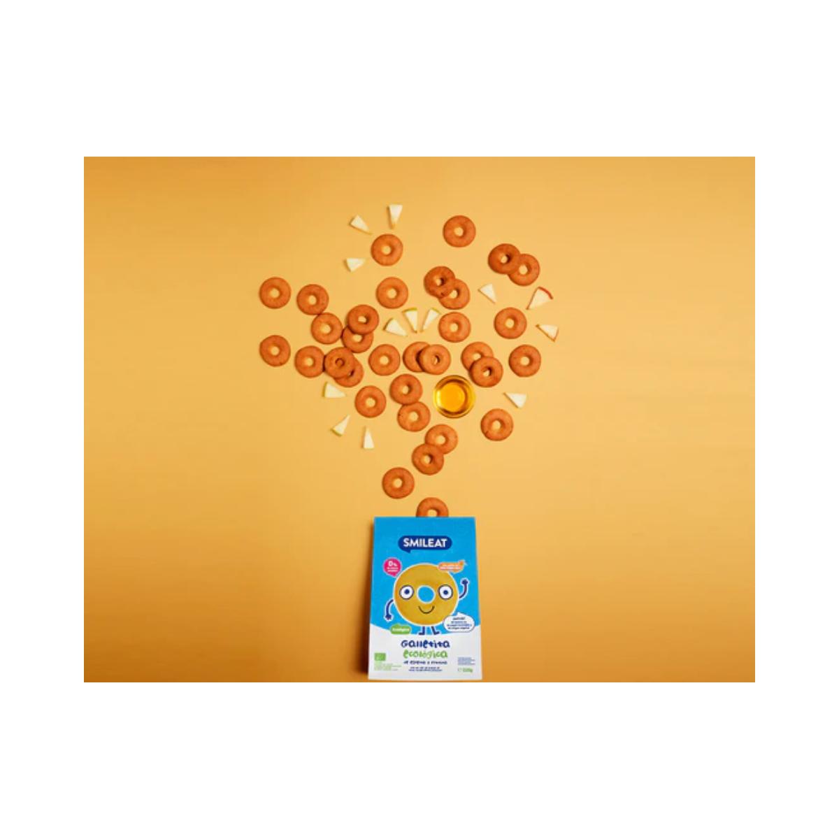 12-pack ekologiska speltkakor med äpple för barn Smileat, 220 g