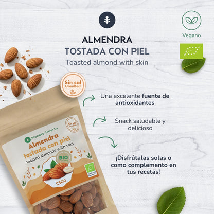 Mandorle tostate non salate con pelle ECO Planeta Huerto 250 g
