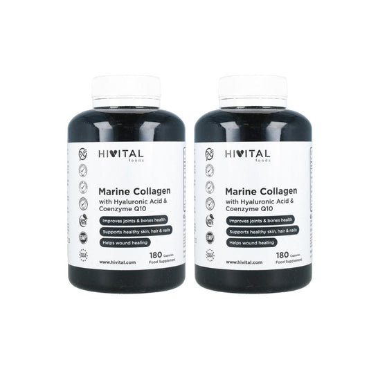Pack of 2 x Marine Collagen with Hyaluronic Acid, Coenzyme Q10, Vitamin C and Zinc Hivital 180 capsules