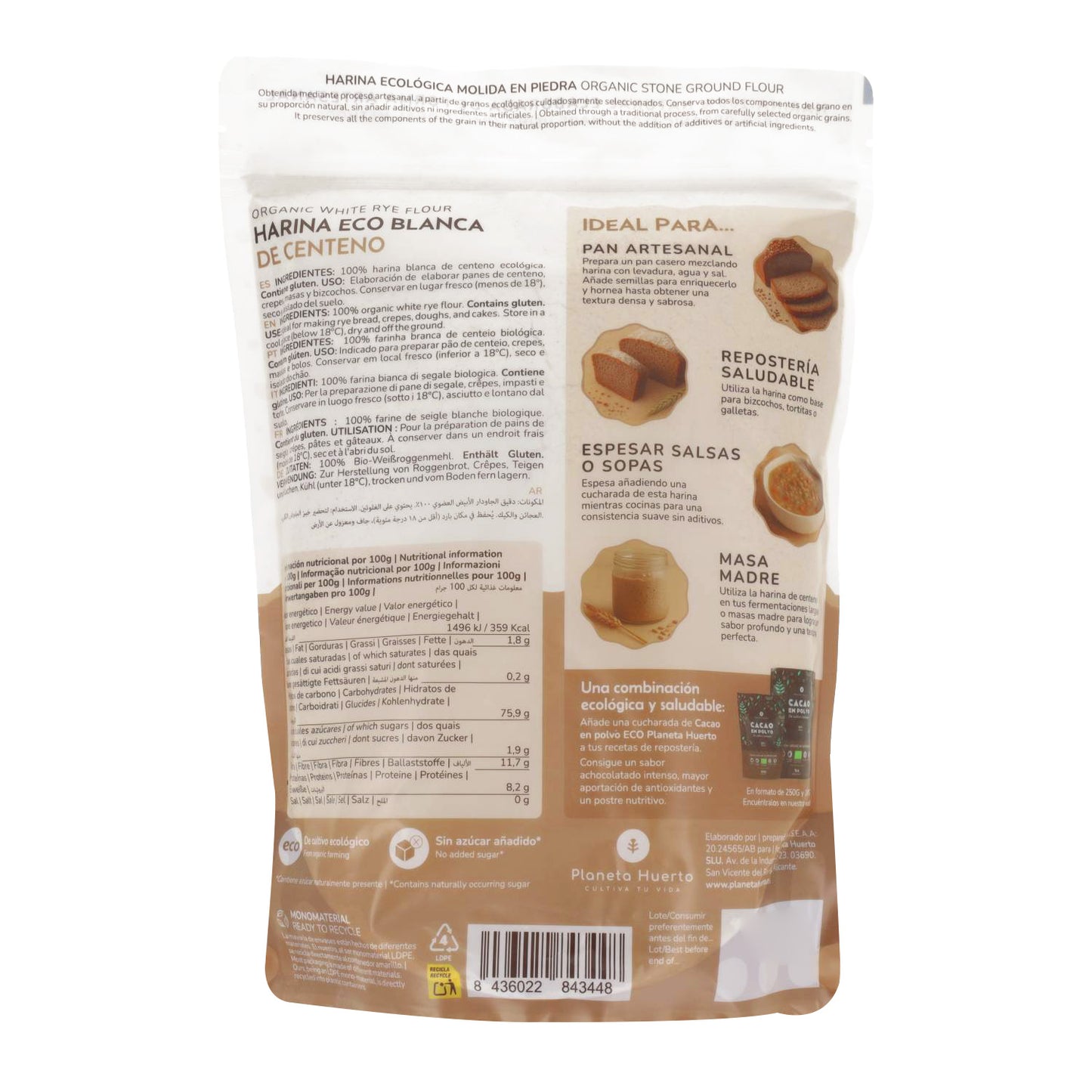 Biała mąka żytnia Eco Planeta Huerto 800 g