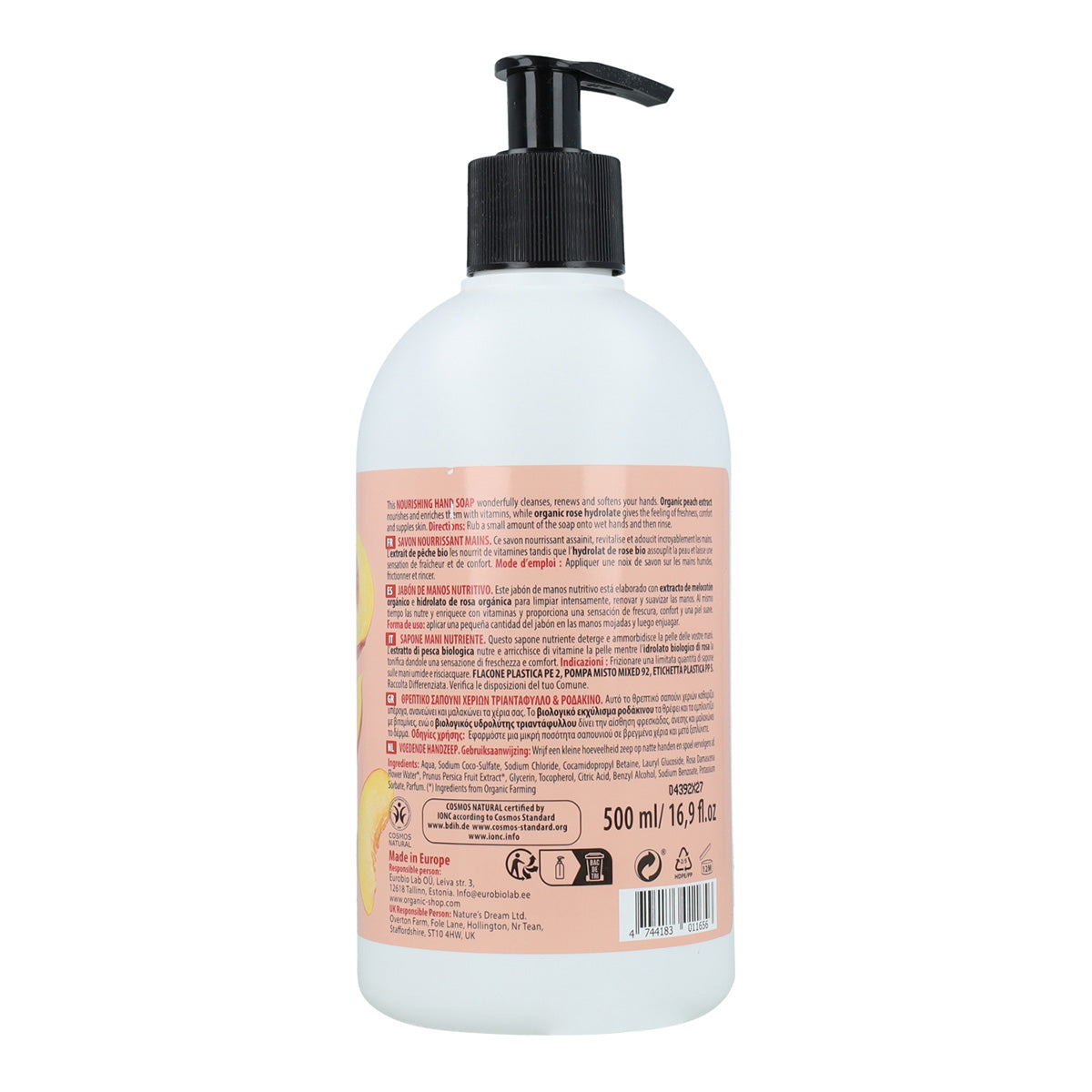Sapone nutriente per le mani alla pesca rosa Organic Shop 500 ml