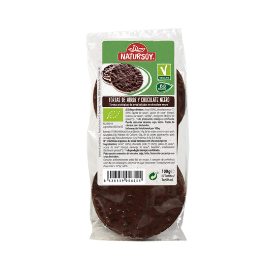 Placki ryżowe z czekoladą gorzką, 100 g. Natursoy