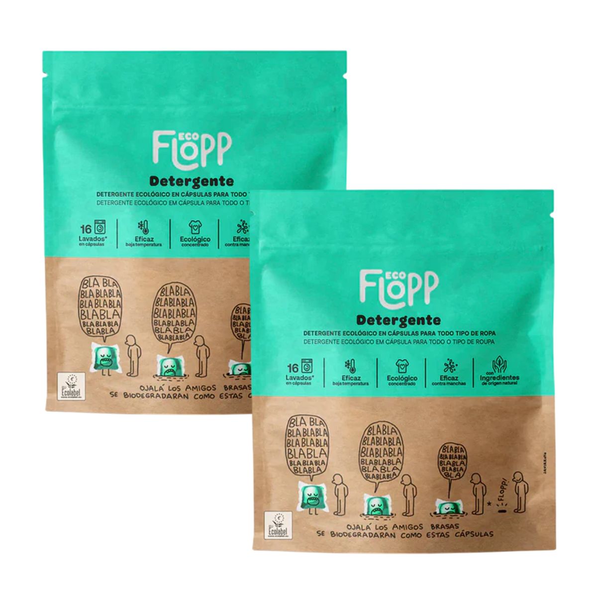 Pack of 2 x Flopp ECO Laundry Detergent 16 caps